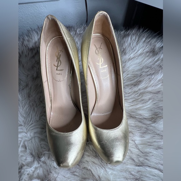 Yves Saint Laurent Shoes - Ysl Yves Saint Laurent Gold Tribute Pump Heel